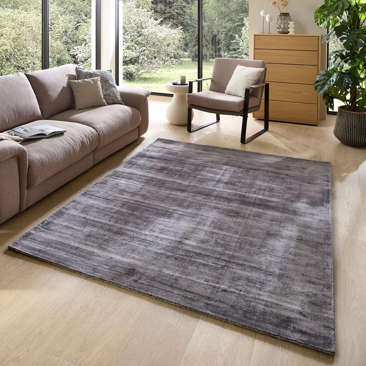 VISKOSETEPPICH Star 120x180 cm - Anthrazit, Textil (120/180cm) - THEKO