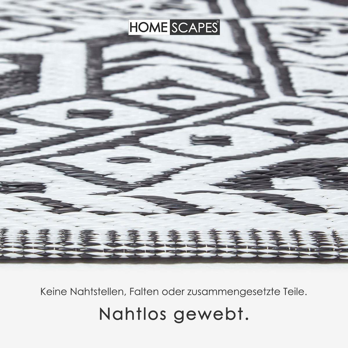 OUTDOORTEPPICH Ethno-Muster 120/180 cm - Schwarz, Kunststoff (122/182cm) - Homescapes