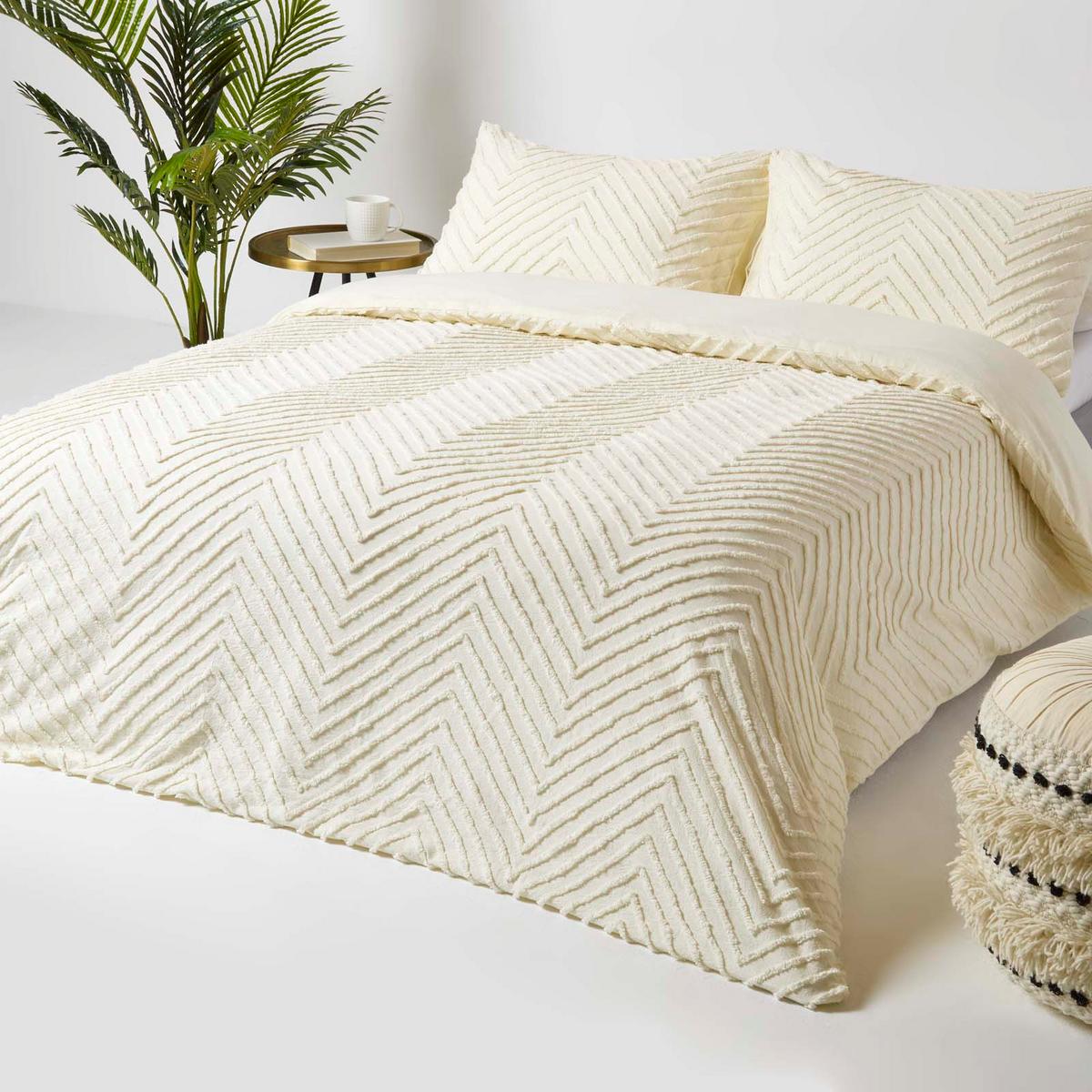 BETTWÄSCHE Perkal getuftet - Weiß, Textil (260/220cm) - Homescapes