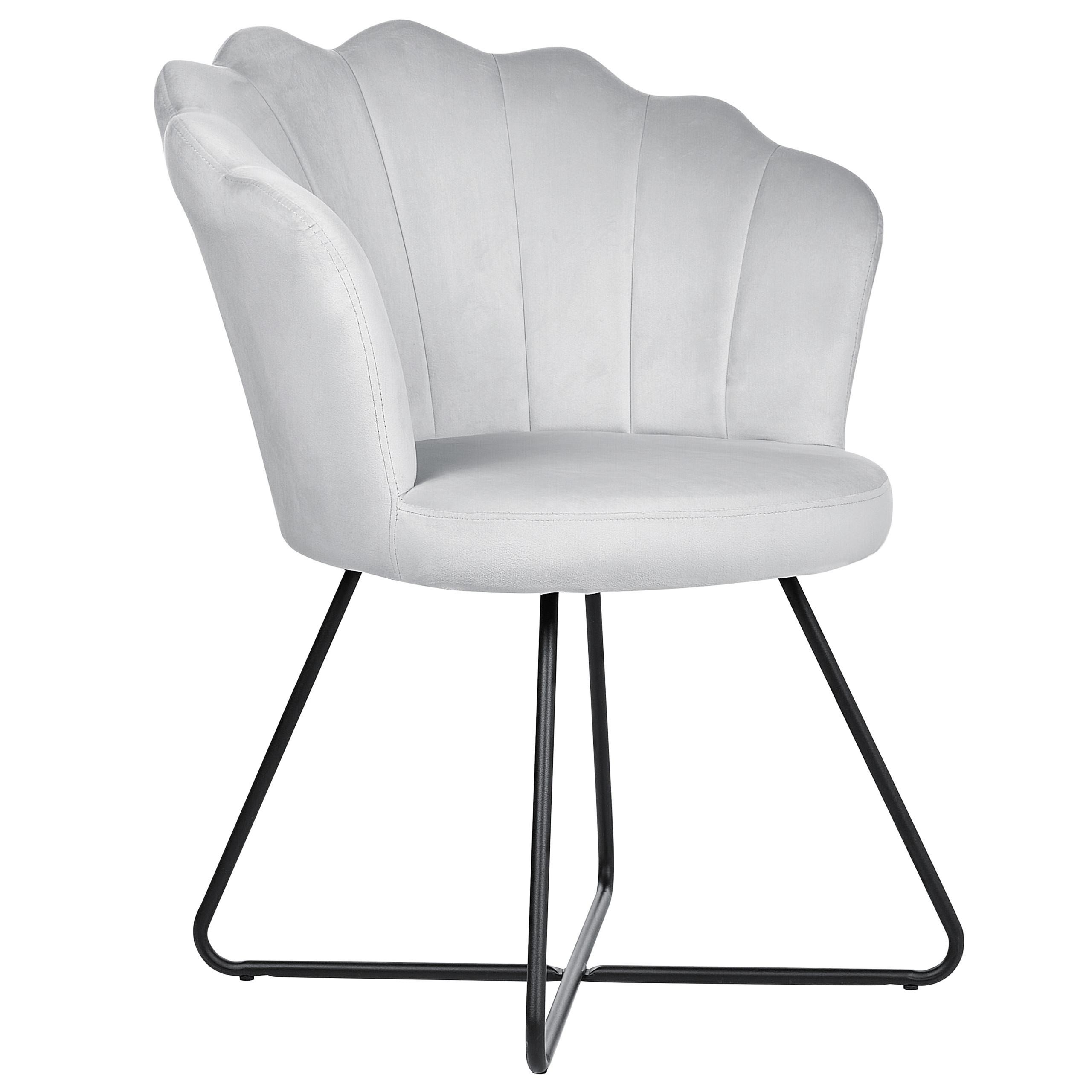 SESSEL Samtstoff Grau Lovelock - Grau, Textil/Metall (67/86/70cm) - Beliani