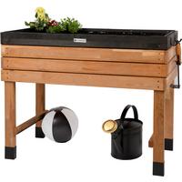 HOCHBEET aus Kirschbaum-Holz, rechteckig mit Vlies-Folie, für Garten & Balkon - Braun, Holz (100/80/55cm) - WONDERMAKE