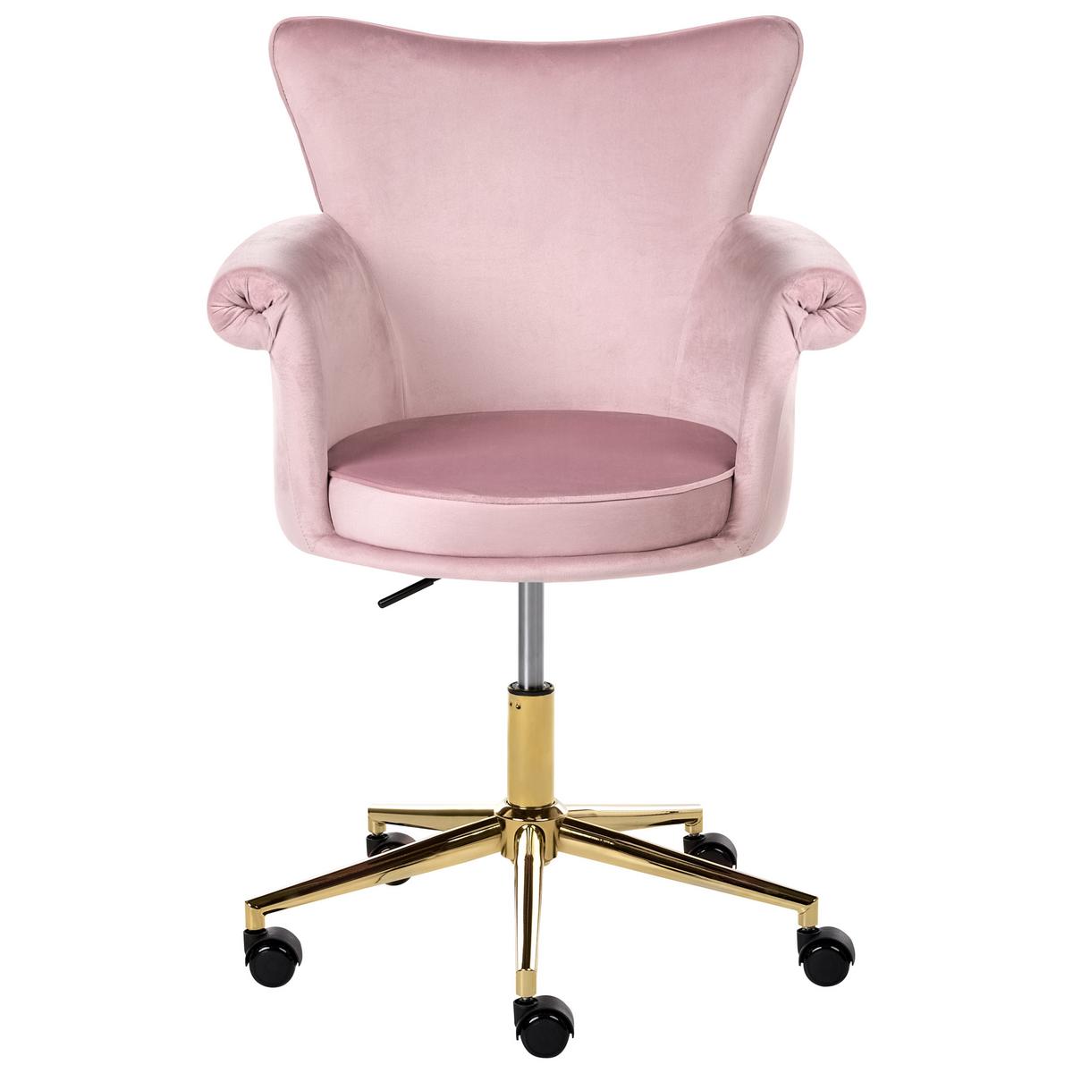 SCHREIBTISCHSTUHL Samtstoff Pastellrosa Velencia - Pink, Textil (64/85/60cm) - Beliani