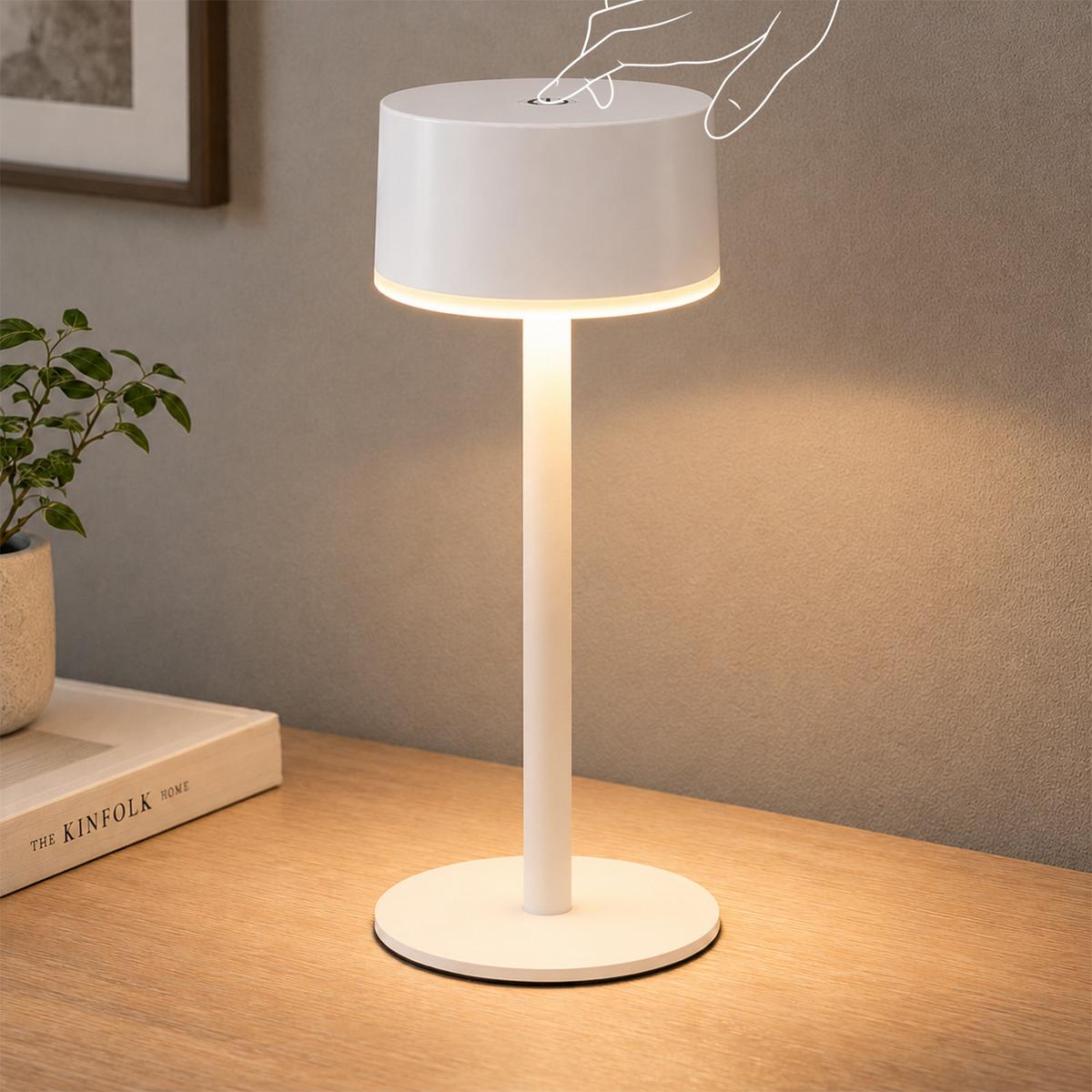 LED TISCHLAMPE Throvix 7.5/7.5/19.4 CM - Weiß, Kunststoff/Metall (7.5/7.5/19.4cm) - ZMH