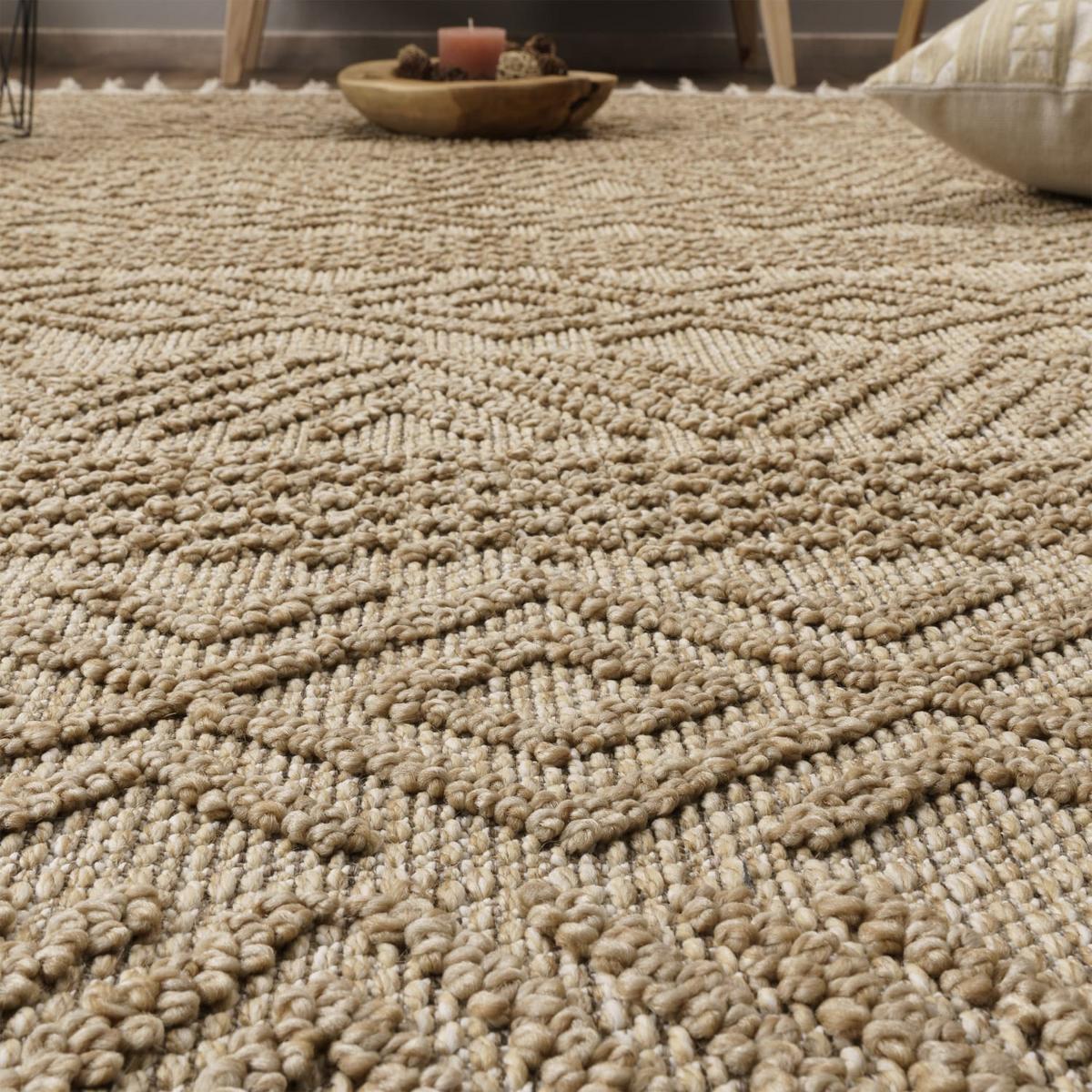 KURZFLORTEPPICH, mit Struktur, Florhöhe 7 mm, Natur, 120 x 160 cm - Beige, Textil (120/160cm) - KADIMA DESIGN