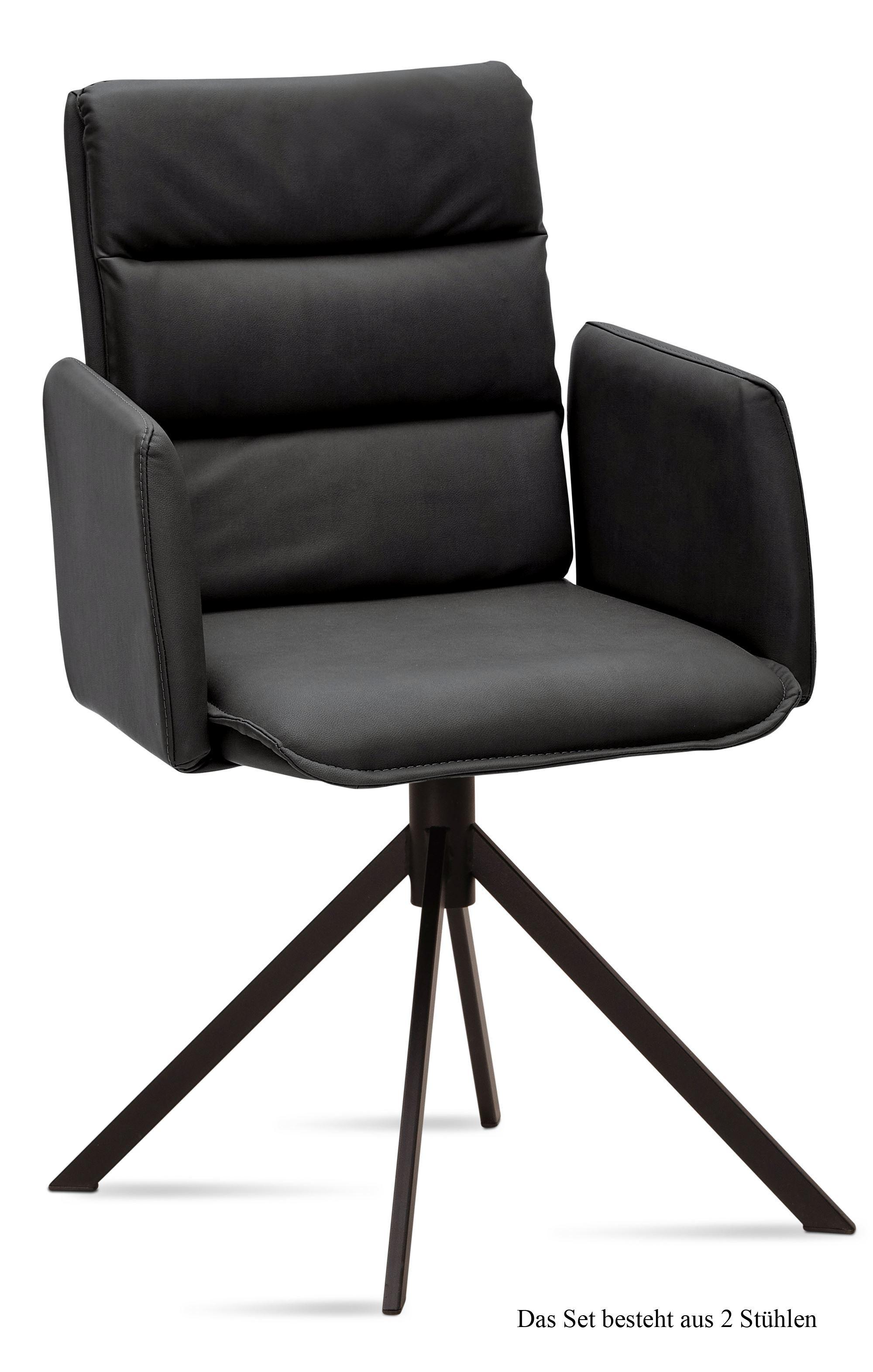 ARMLEHNSTUHL (2er-Set) Dulci 52x92x60 Schwarz/Anthrazit - Anthrazit/Schwarz, Kunststoff (60/92/52cm) - 58aufmkessel