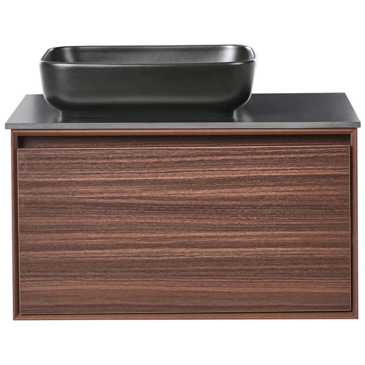 WASCHBECKENUNTERSCHRANK wandmontiertk mit Waschbecken Dunkelbraun Arica - Dunkelbraun, Holzwerkstoff (80/58/50cm) - Beliani