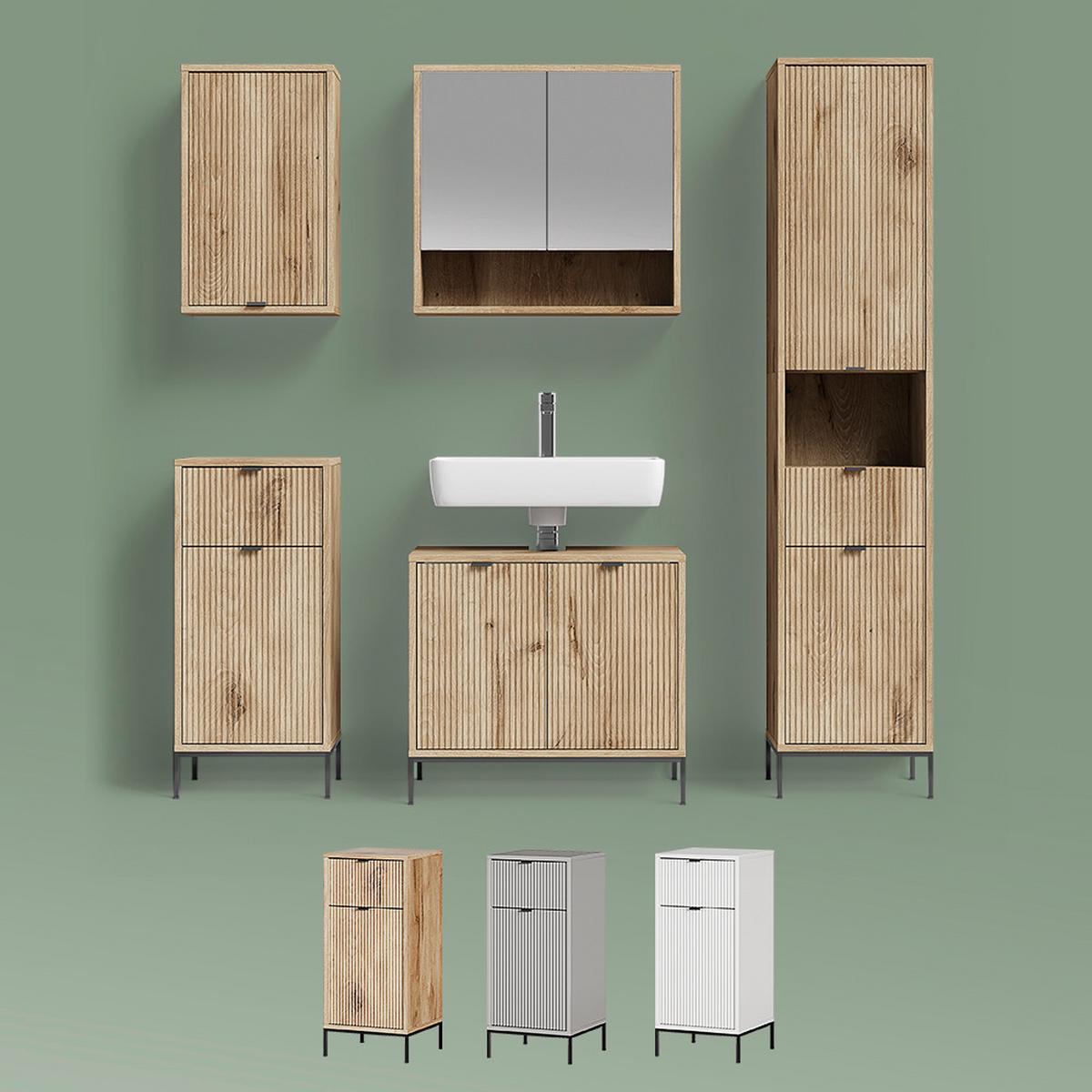 WASCHTISCHUNTERSCHRANK ATERNO Weiß 70 x 63 cm mit 2 Türen - Weiß, Holzwerkstoff (70/63/45.1cm) - Livinity®