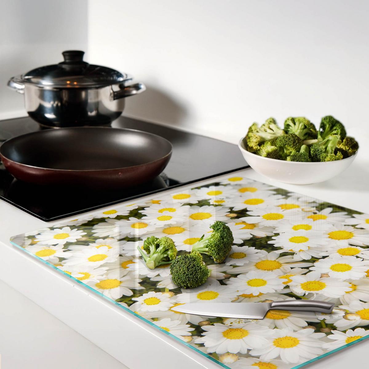 GLASPLATTE 60x52 cm Gänseblümchen - Gelb, Glas (60/0.4/52cm) - TULUP