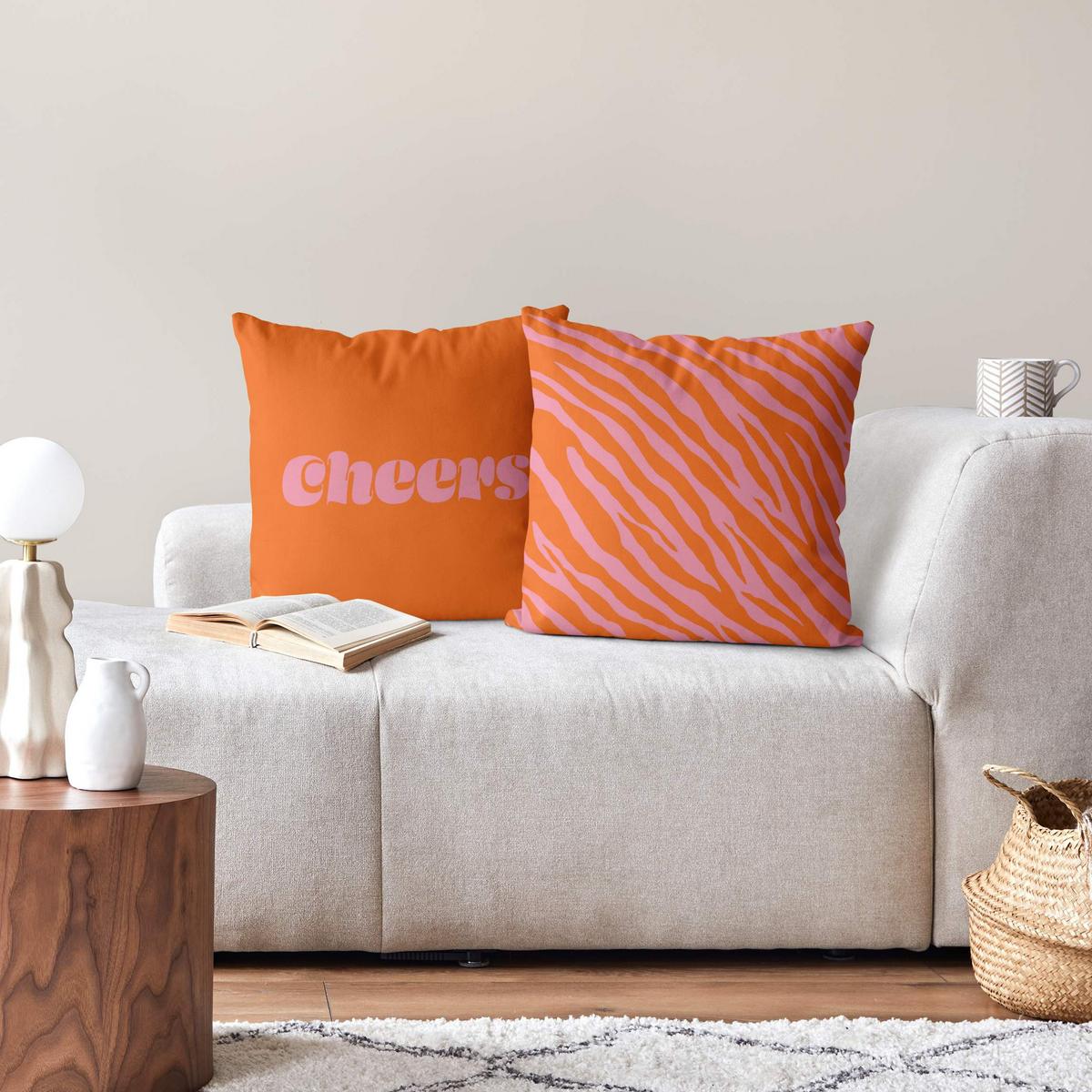 DEKOKISSEN 2er-Set Retro Duo VI 50/50 cm - Orange, Textil (50/50cm) - Bilderwelten
