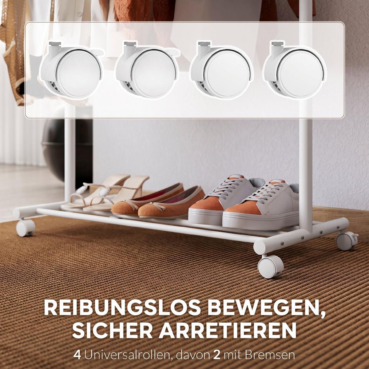 GARDEROBENSTÄNDER Metall Weiß - Weiß, Metall (43/171/86cm) - HOMCOM