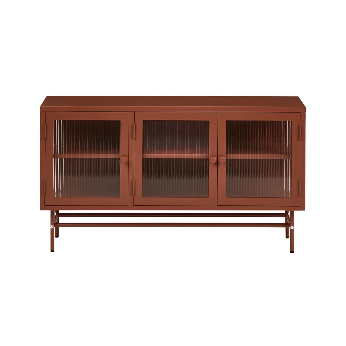 SIDEBOARD mit Glastüren Metall 115 cm Goldbraun Devon - Goldfarben/Braun, Metall (115/64/35cm) - Beliani