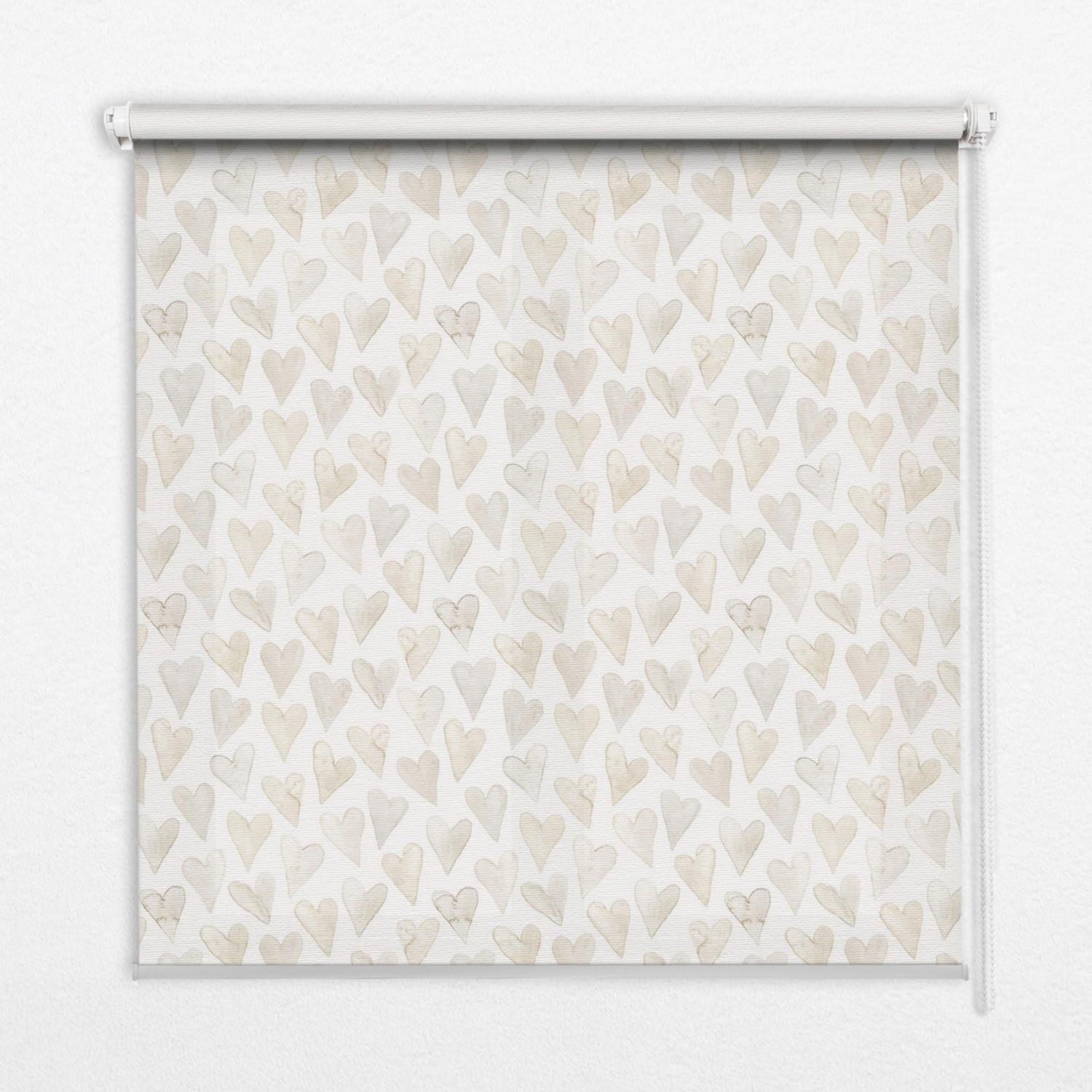 INNENROLLO - Fensterrollo - Rollo - 60x40 cm - Beige Herzen - Beige, Kunststoff (60/140/0.5cm) - TULUP