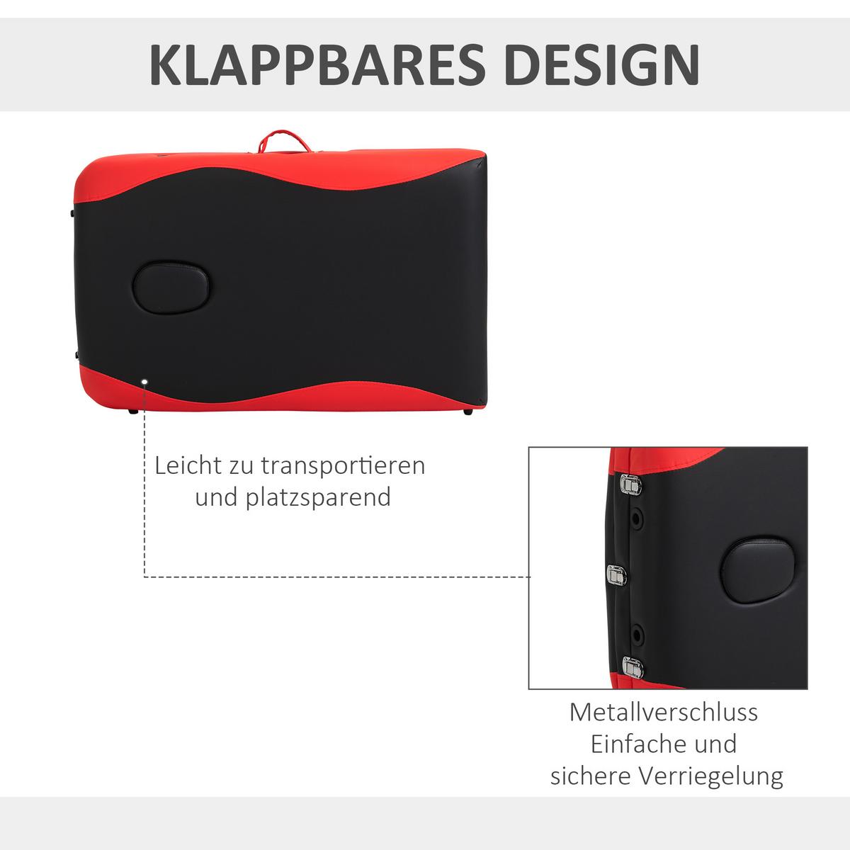 MASSAGELIEGEN höhenverstellbarer Massagetisch Massagebett Aluminium Kunststoff - Multicolor, Metall (81/84/215cm) - HOMCOM