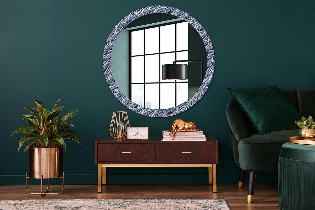 SPIEGEL Rund Ø 100 cm mit Aufdruck - Blau, Glas (100/100/0.4cm) - Wallfluent