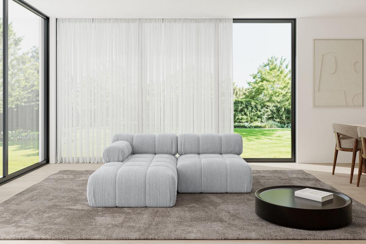 ECKSOFA modulares Sofa Razon-L1 - 190x160x70 cm Grau Cord - Grau, Holzwerkstoff/Textil (190/160cm) - ALTDECOR