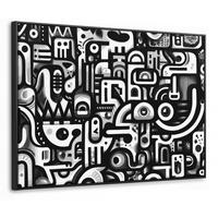 LEINWAND Bilder mit Rahmen - Symbole - Abstrakt - Grafik - Schwarz - 100x70 - Schwarz, Textil (100/70cm) - MuchoWow