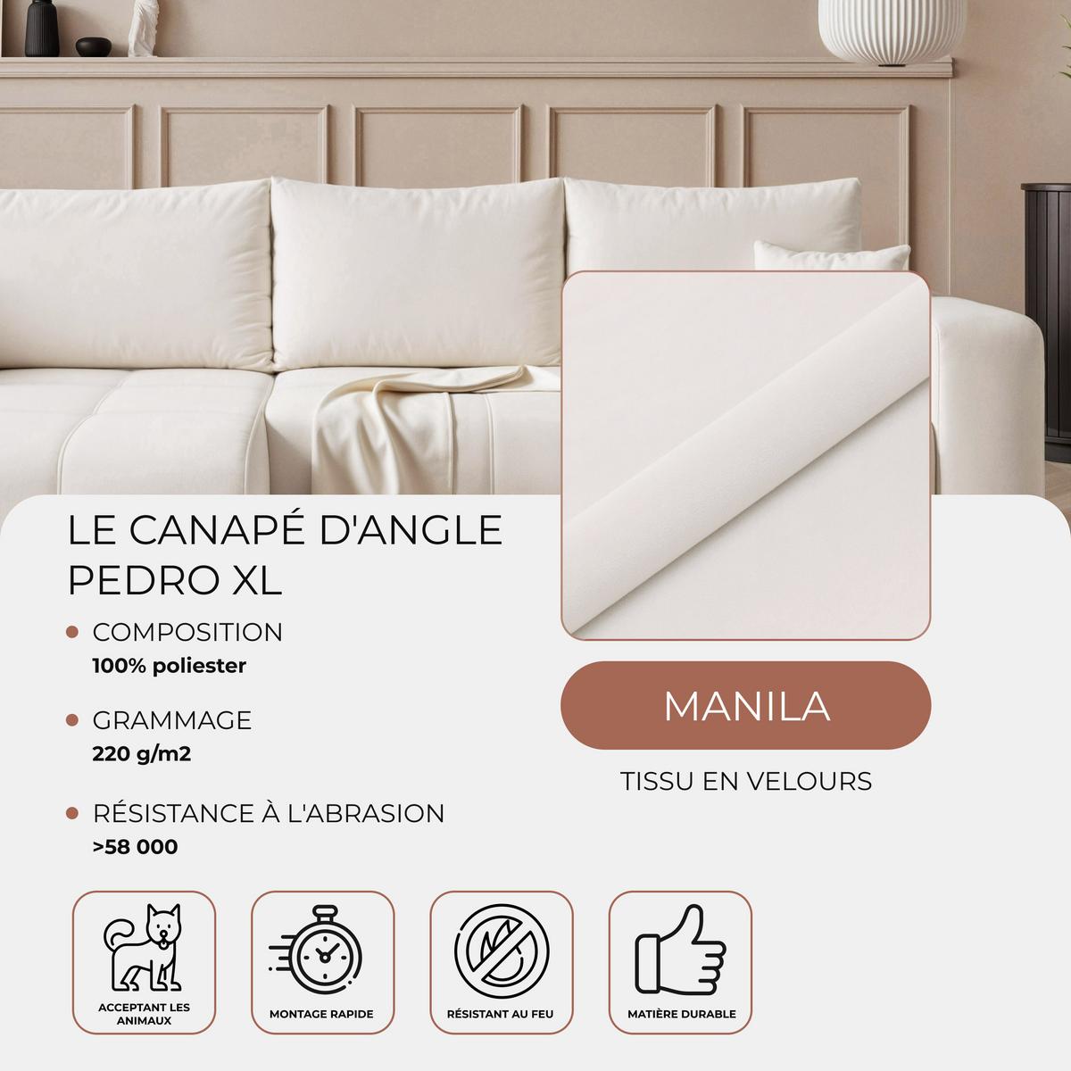 ECKSOFA PEDRO mit Schlaffunktion und Bettkasten Creme - Creme, Holzwerkstoff/Kunststoff (278/145cm) - Idohome