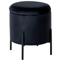 POUF mit Stauraum Samtstoff Schwarz Wenona - Schwarz, Textil (37/40/37cm) - Beliani