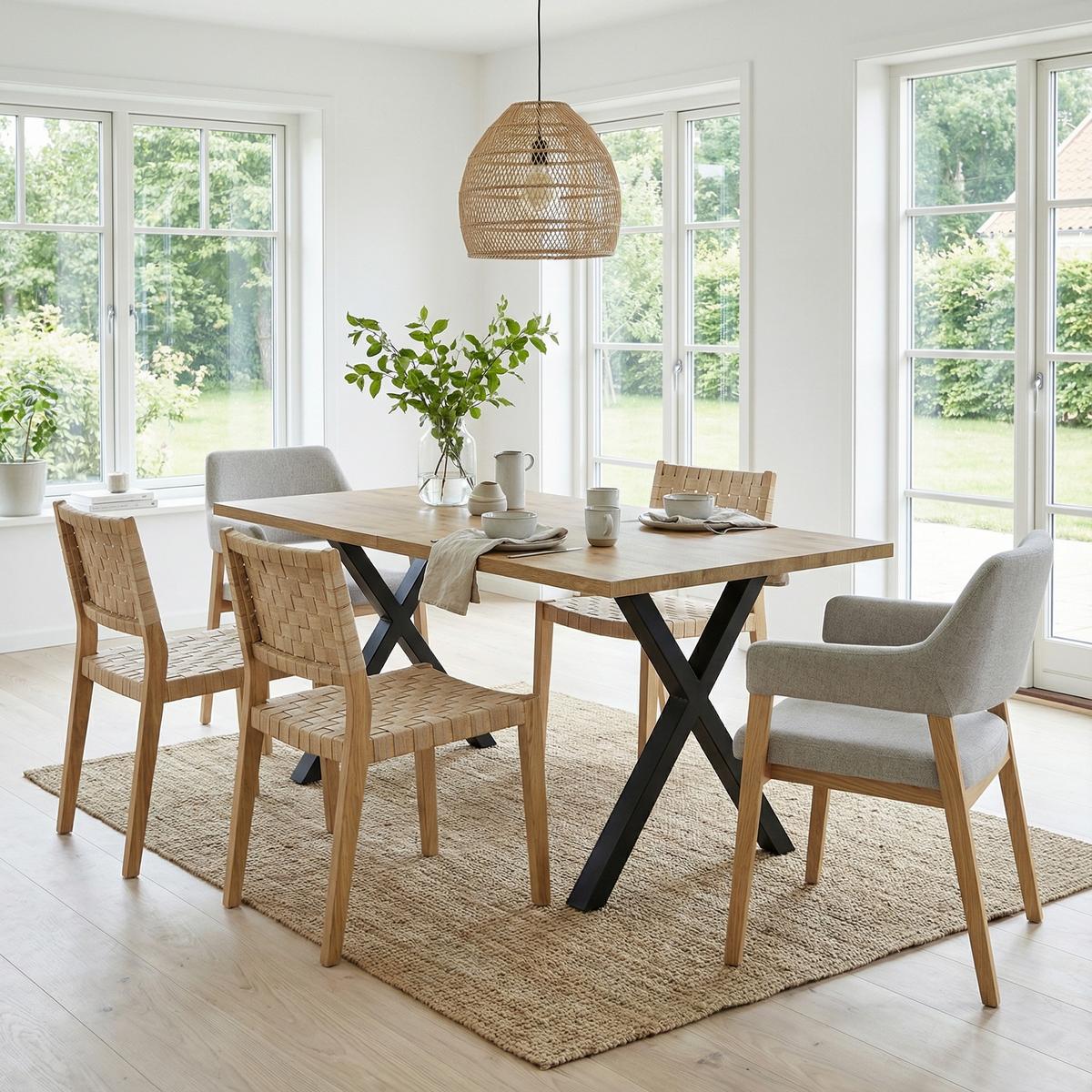 ESSTISCH 140 x 80 cm in Eiche-Optik & Schwarz - Grau, Holzwerkstoff (80/140/76cm) - Urban Meuble