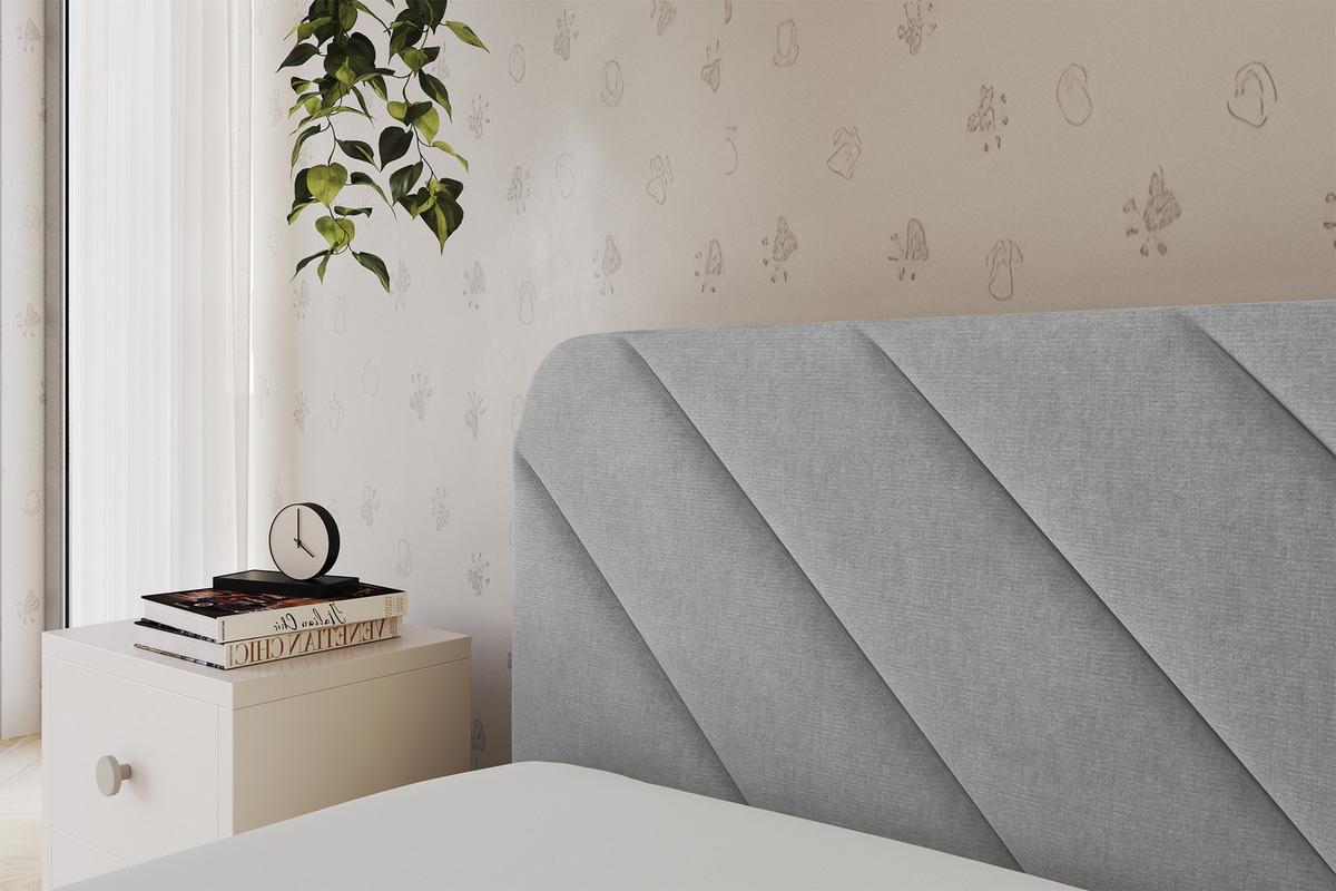 EINZELLBETT Jugendbett mit Bettkasten und Matratze H3/H4, Rechts - FIKY 90x200 Grau - Silberfarben, Holzwerkstoff/Textil (90/200cm) - ALTDECOR