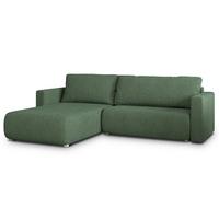 ECKSOFA TURIN N Grün Bucle-Stoff mit Schlaffunktion - Grau/Grün, Holz/Kunststoff (265/183cm) - MASSENO