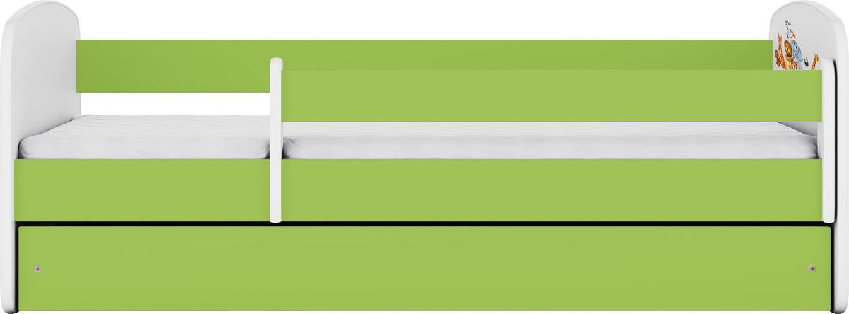 KINDERBETT Emily mit Schublade und Matratze, Grün 70x140 cm - Braun, Holzwerkstoff (140/70cm) - WFL GROUP