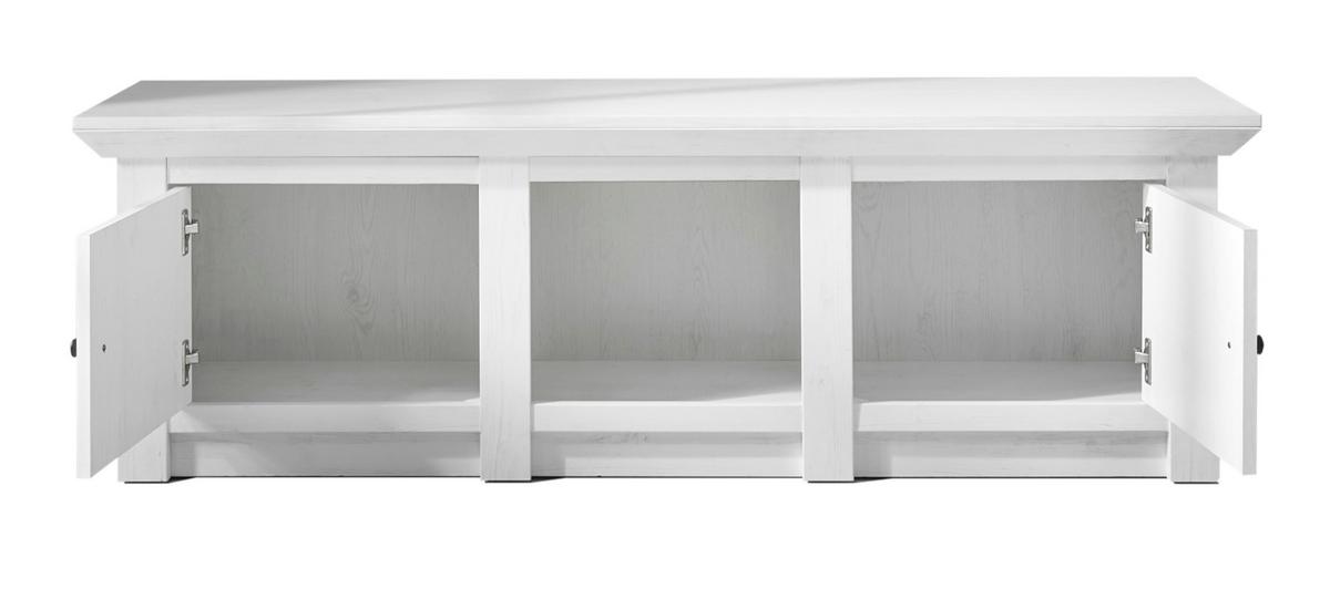 TV-LOWBOARD Pinie weiß 152 x 51 cmm TV-Unterteil im Landhaus-Stil - Schwarz/Weiß, Holzwerkstoff/Metall (152/51/45cm) - Furn.Design