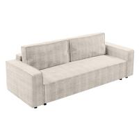 BIGSOFA Aydin Sofa Creme 238/94/85 cm Cord mit Schlaffunktion Bettkasten - Creme/Schwarz, Kunststoff/Textil (238/85/94cm) - AX Living