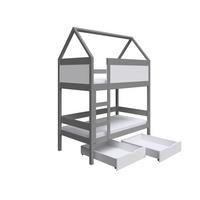 ETAGENBETT TAMI mit Bettkasten 80x160 cm Hellgrau - Hellgrau/Weiß, Holz (80/160cm) - MASSENO
