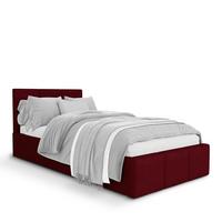 POLSTERBETT für Schlafzimmer Bett mit Stauraum Weinrot 90x200 - Weinrot, Holzwerkstoff/Metall (90/200cm) - Muralo