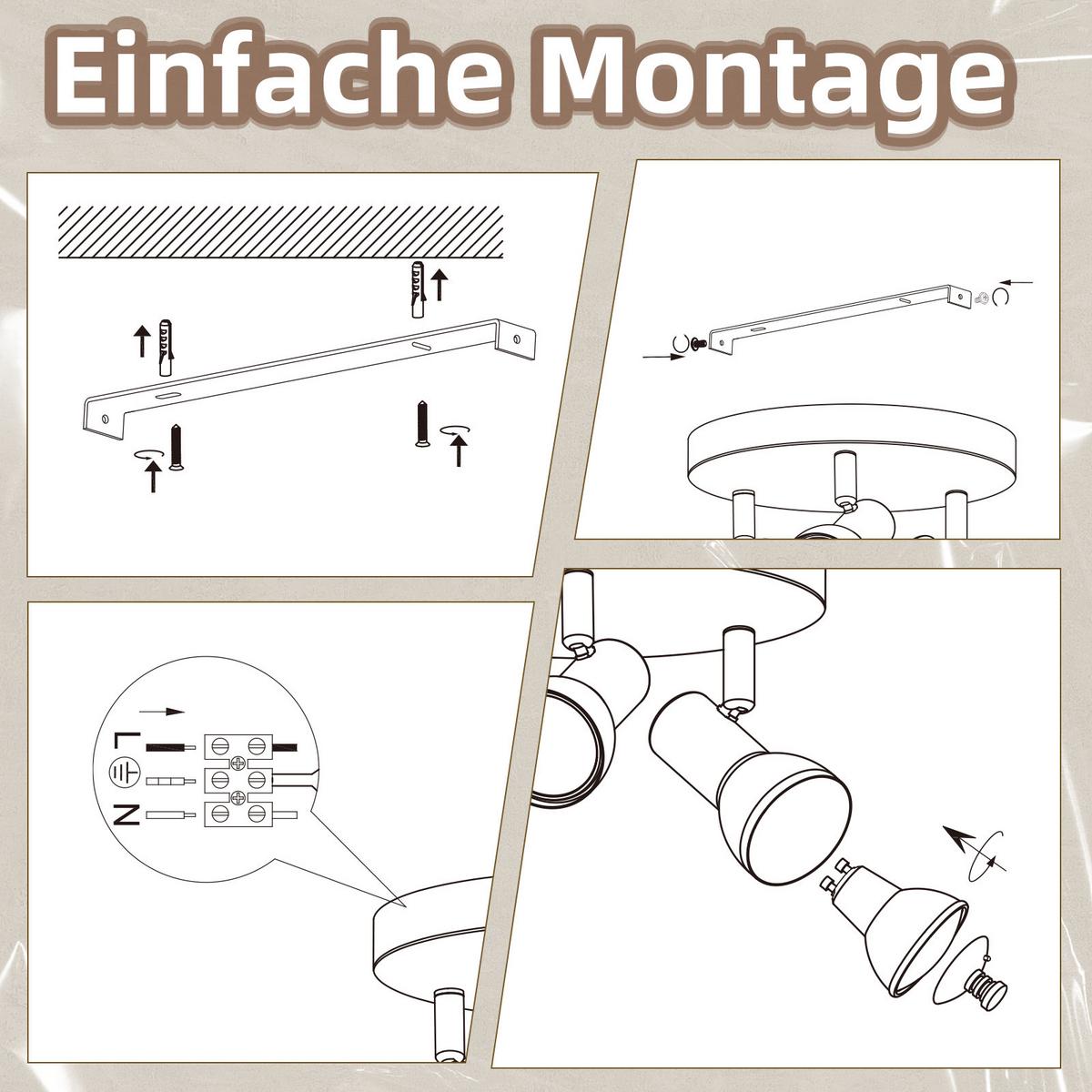 STRAHLER 3 Flammig-GU10 19*13.5*19 - Schwarz, Metall (19/19/13.5cm) - ZMH