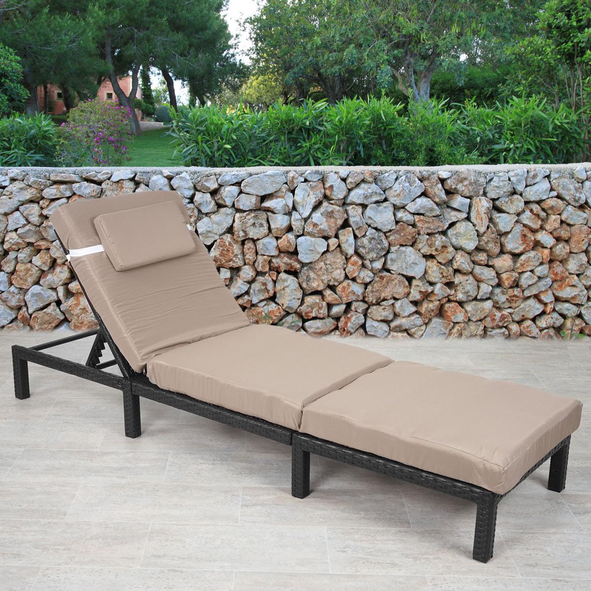 SONNENLIEGE Anthrazit, Cremeweiß - Anthrazit/Weiß, Kunststoff (60/71/198cm) - MCW