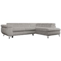 ECKSOFA PEDRO L Hellgrau Cord - Rechts Seite - Hellgrau/Schwarz, Textil/Metall (273/208cm) - MKS