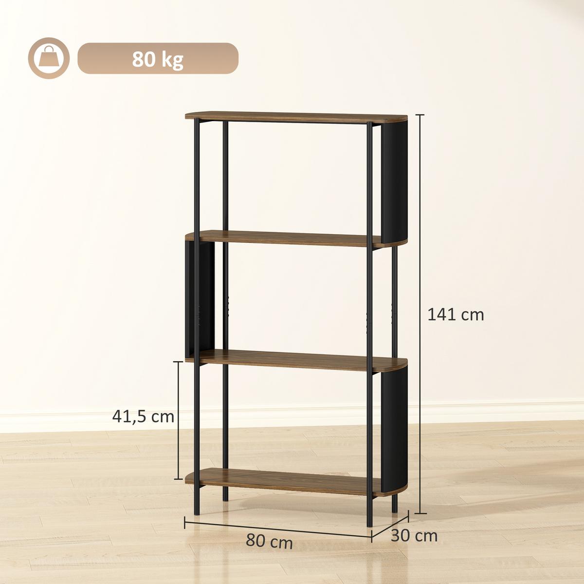 STANDREGAL MDF Stahl Braun - Schwarz/Braun, Holzwerkstoff/Metall (30/141/80cm) - HOMCOM