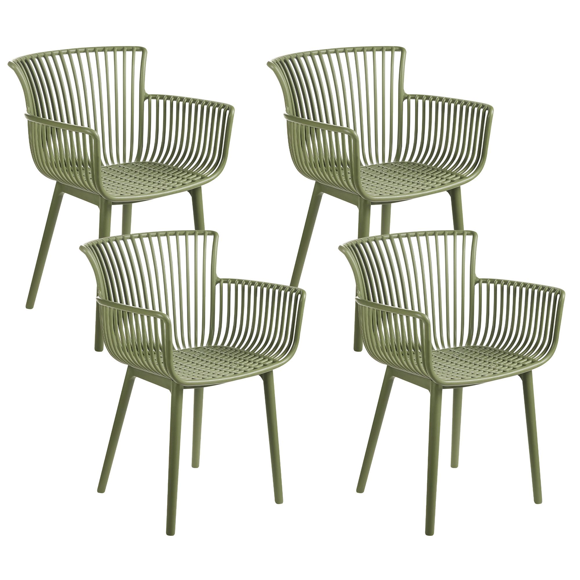 GARTENSTUHL 4er-Set Grün Pesaro - Grün, Kunststoff (58/84/45cm) - Beliani