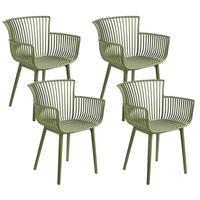 GARTENSTUHL 4er-Set Grün Pesaro - Grün, Kunststoff (58/84/45cm) - Beliani