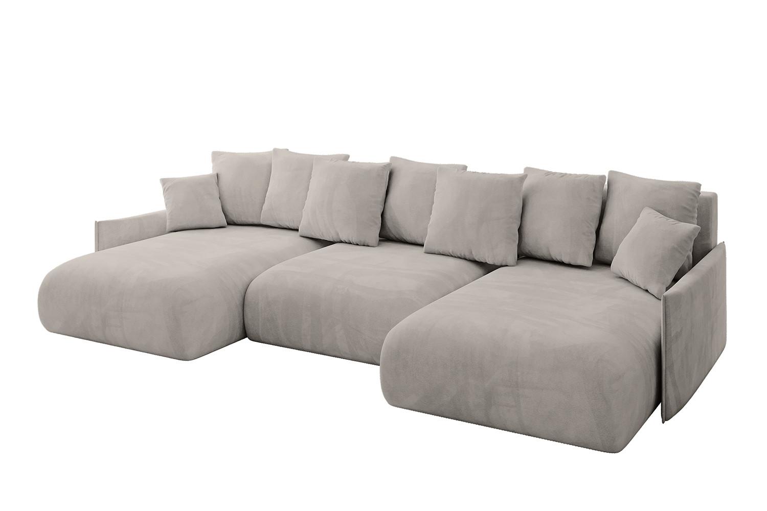 WOHNLANDSCHAFT mit Schlaffunktion und Bettkasten ONESK-U-v1 317x177x72 Hellbraun Velours - Hellbraun, Holzwerkstoff/Kunststoff (317/72/177cm) - ALTDECOR