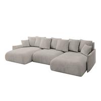 WOHNLANDSCHAFT mit Schlaffunktion und Bettkasten ONESK-U-v1 317x177x72 Hellbraun Velours - Hellbraun, Holzwerkstoff/Kunststoff (317/72/177cm) - ALTDECOR