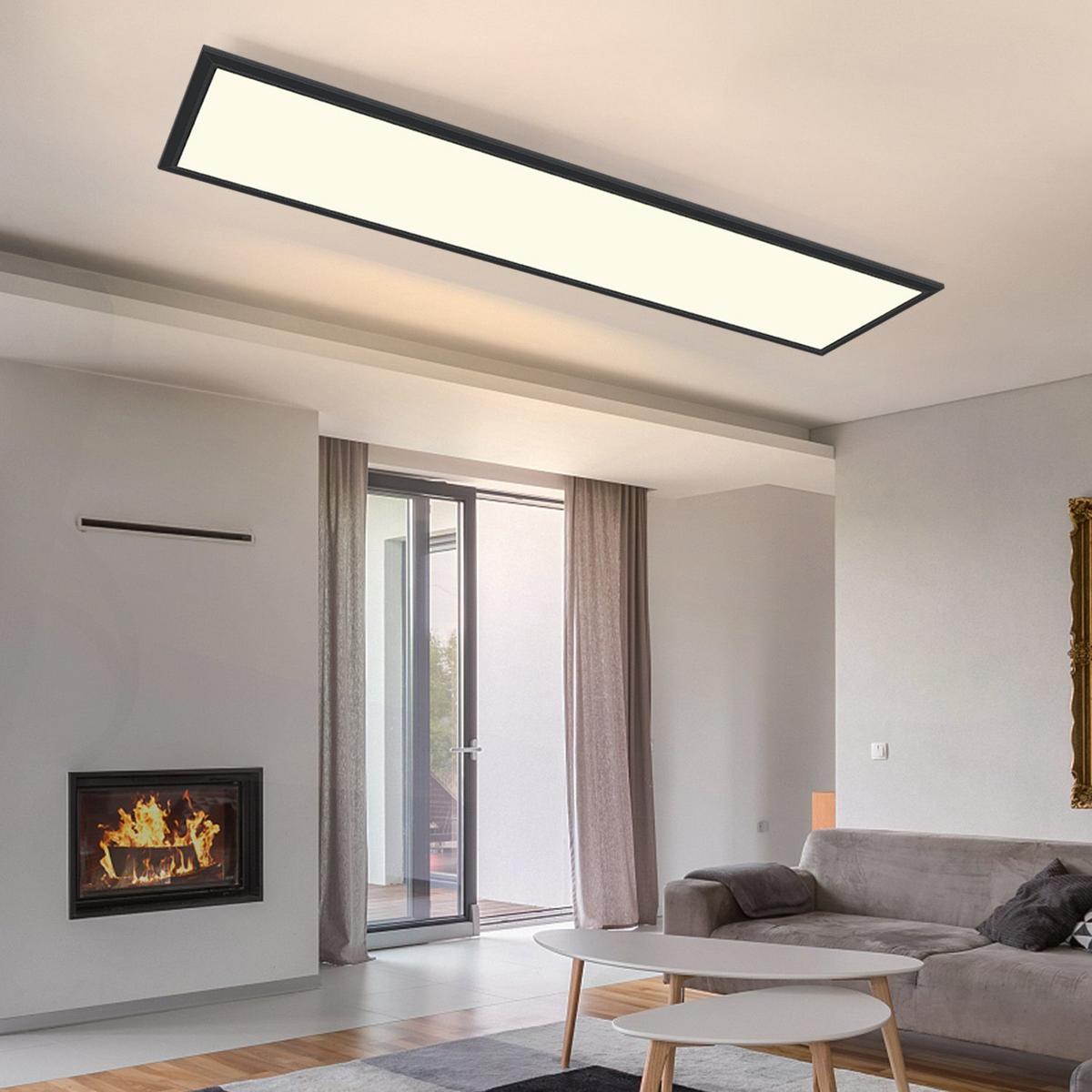 LED-DECKENLEUCHTE Nelly 120/30/1 cm - Schwarz, Metall (120/30/1cm) - Nettlife