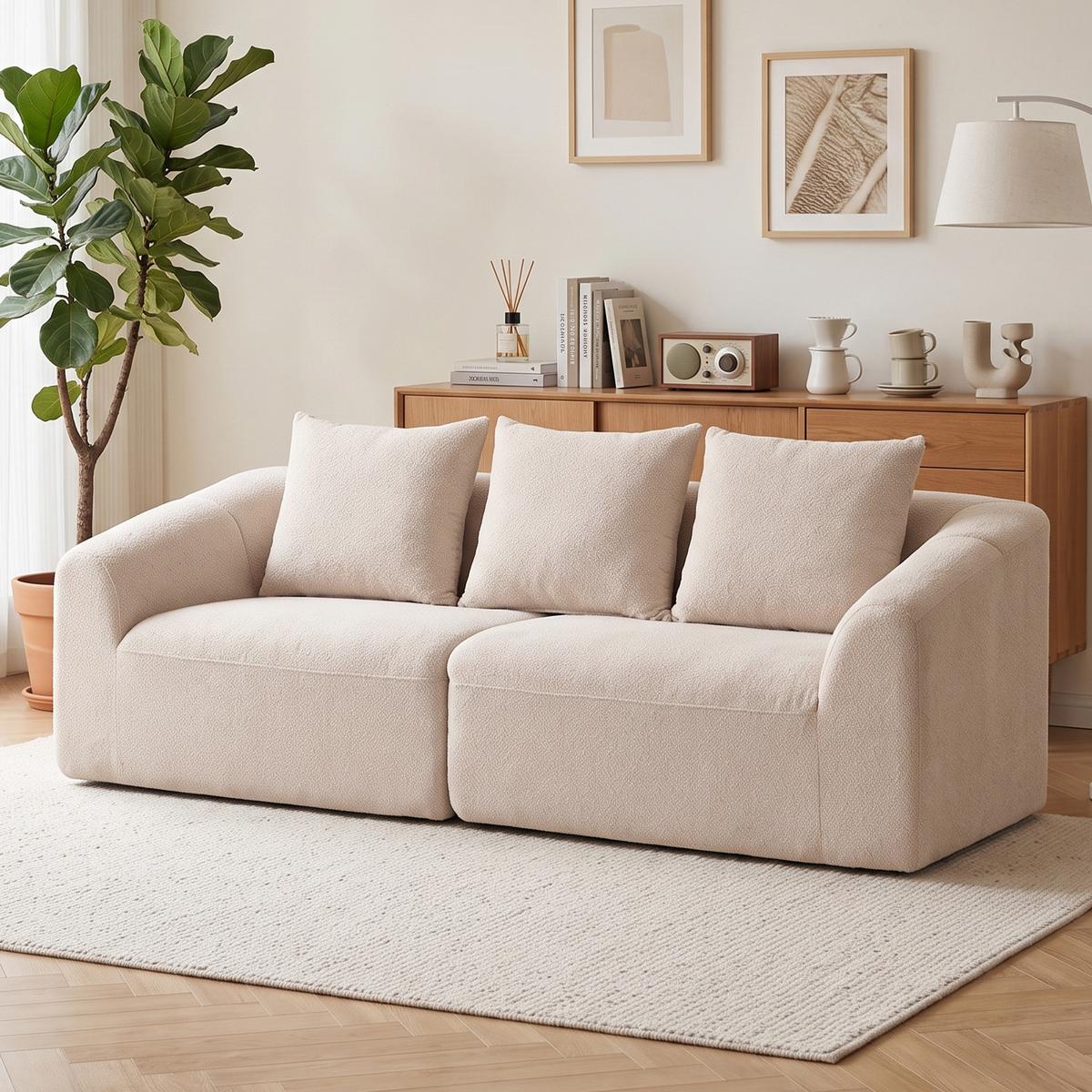 3-SITZER-SOFA Chenille Beige - Beige, Textil (93/83/225cm) - HOMCOM