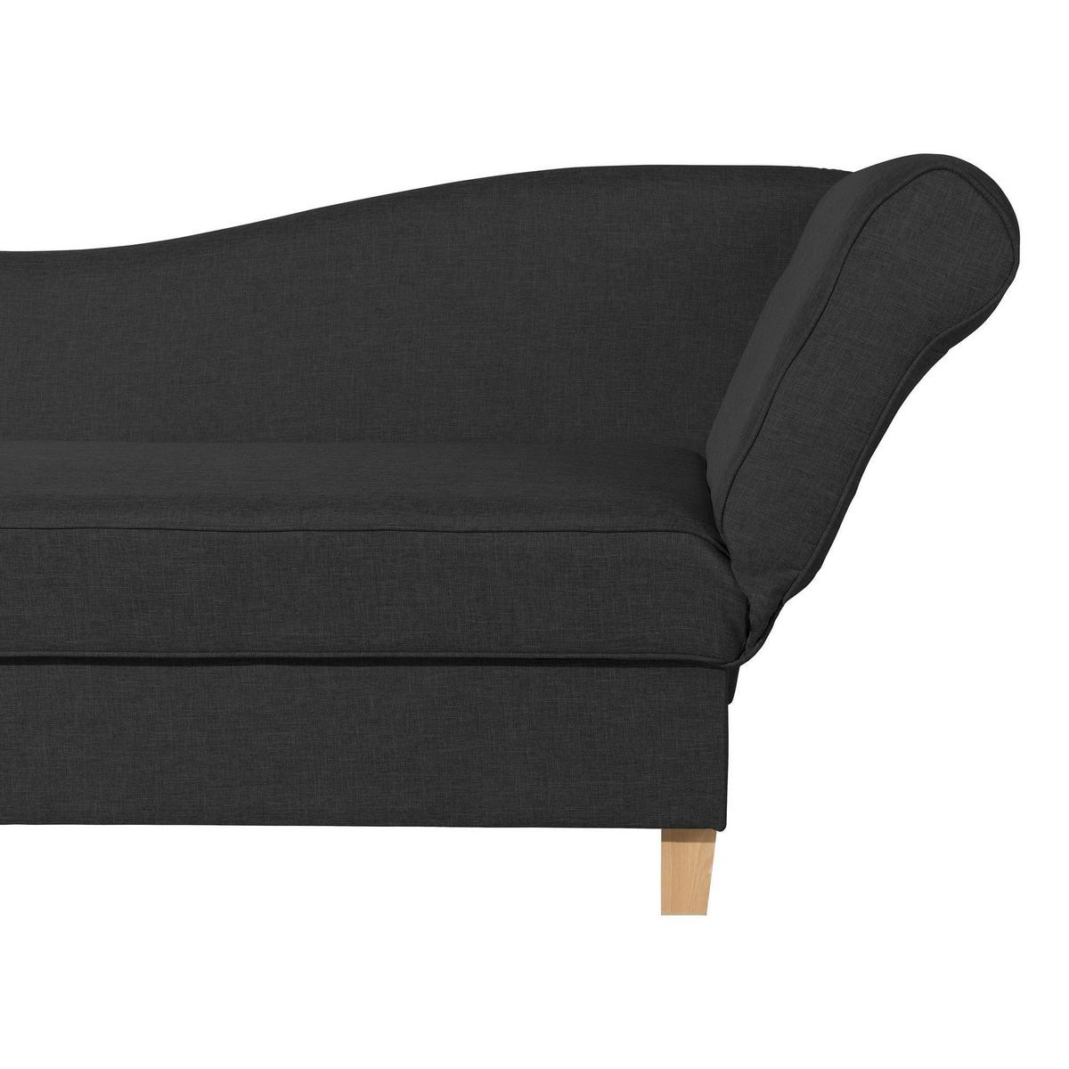 RECAMIERE mit Armteil rechts klappbar Katia Bezug Flachgewebe Buche natur / schwarz - Schwarz, Kunststoff (190/82/88cm) - 58aufmkessel