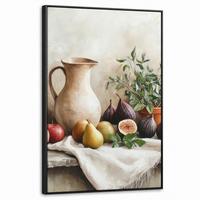 LEINWAND Bilder mit Rahmen - Obst - Kräuter - Ländlich - 60x90 - Naturfarben, Textil (60/90cm) - MuchoWow
