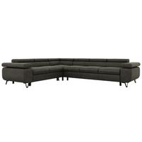 ECKSOFA NORDEN L - Dunkelgrau Velvet - Rechts Seite - Dunkelgrau/Anthrazit, Textil/Metall (329/269cm) - MKS