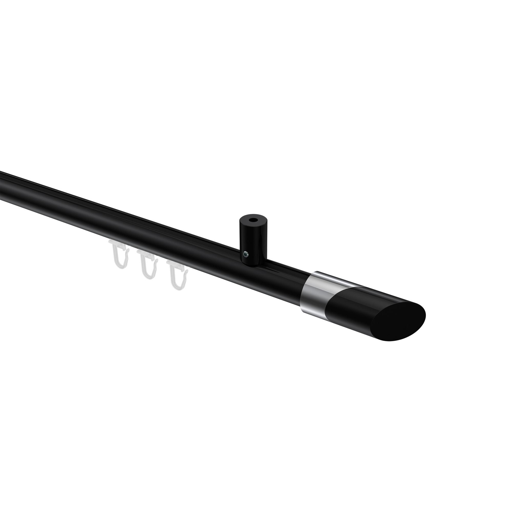 GARDINENSTANGE INNENLAUF Sonius Verano 180 cm, 1-läufig, 20 mm Ø Schwarz - Chromfarben/Schwarz, Metall (180cm) - INTERDECO