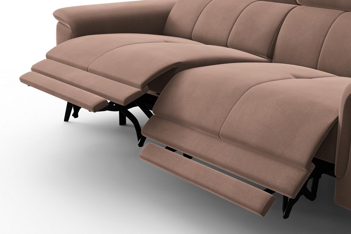 SOFA RELAX FIERO 3-Sitzer, Brauner Veloursstoff - Schwarz/Braun, Holz/Textil (212/82/103cm) - Courtois Laville
