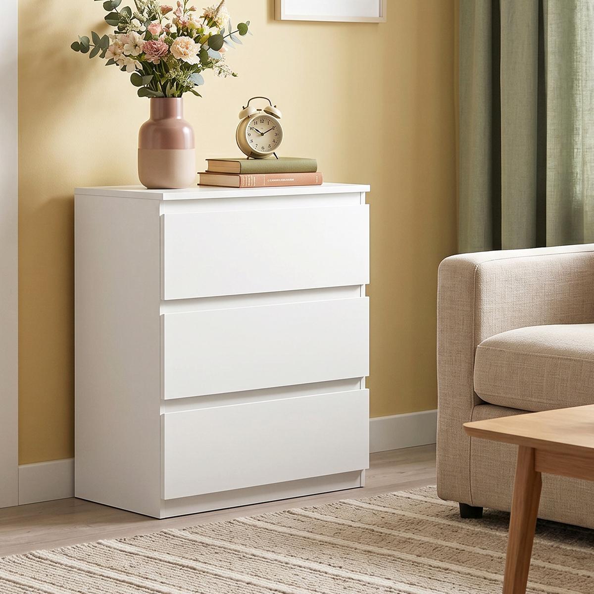 KOMMODE Spanplatte Weiß - Weiß, Holzwerkstoff/Kunststoff (34/75/55cm) - HOMCOM