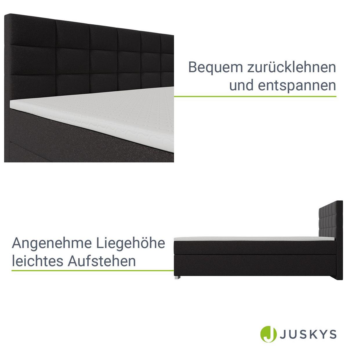 BOXBETT Seattle schwarz 180x200 cm Malmo-Stoff - Schwarz, Textil (180/200cm) - Juskys