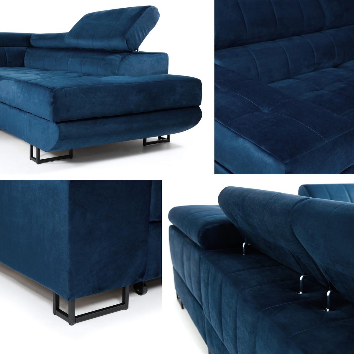 ECKSOFA Laris, Seite: Links - Schwarz/Bronzefarben, Holz/Textil (271/203cm) - MIRJAN24