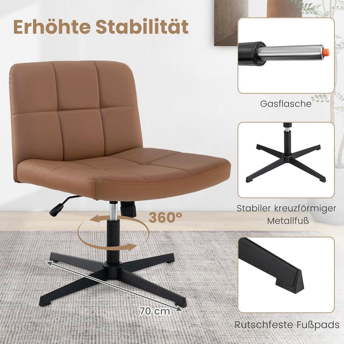 BÜROSTUHL Braun - Braun, Kunststoff (69/89/64cm) - COSTWAY