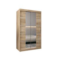 SCHWEBETÜRENSCHRANK 200/120/62 2-türig - Silberfarben/Sonoma Eiche, Holz/Kunststoff (120/200/62cm) - MÖBEL KRYSPOL